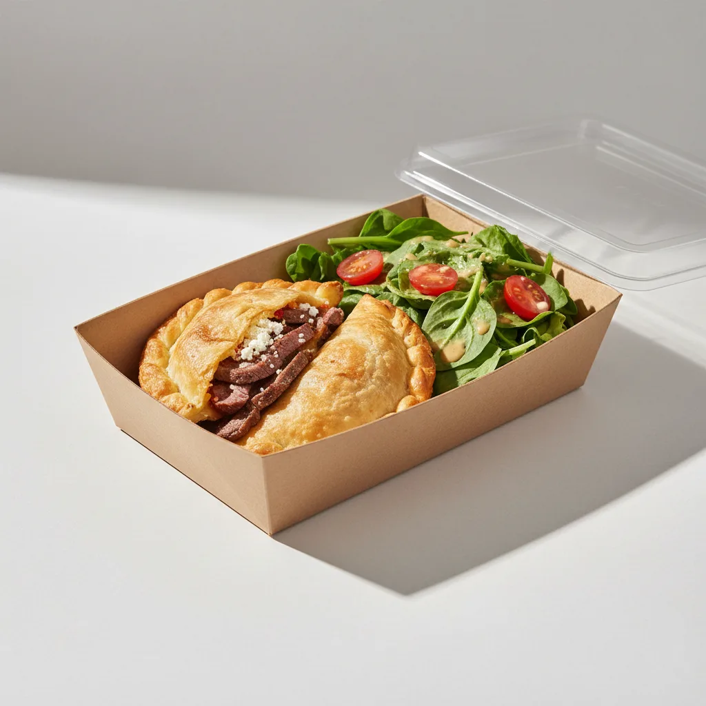 Empanada De Carne Asada With Salad Boxed Meal Empanada De Carne Asada With Salad Boxed Meal