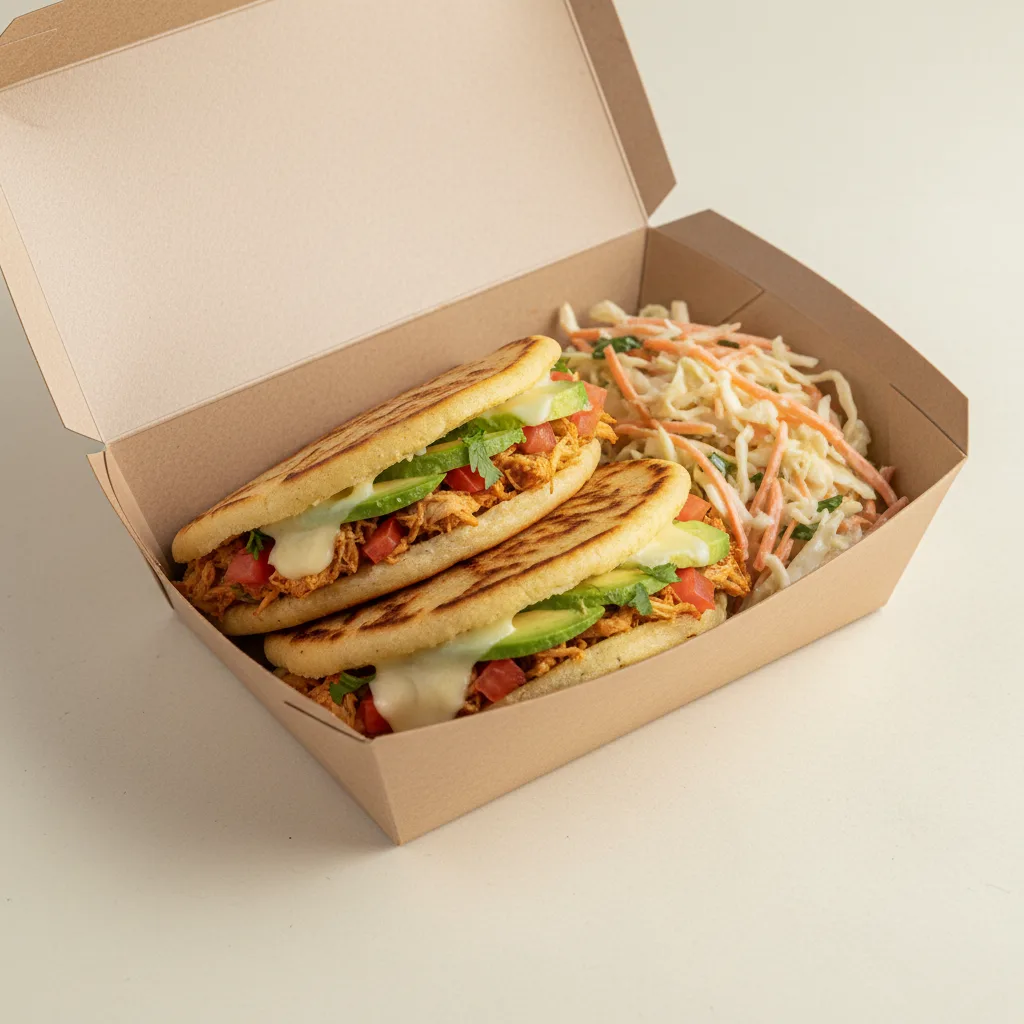 Arepa Catira With Coleslaw Boxed Meal Arepa Catira With Coleslaw Boxed Meal