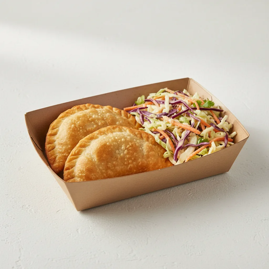 Empanada De Camarones With Coleslaw Boxed Meal Empanada De Camarones With Coleslaw Boxed Meal