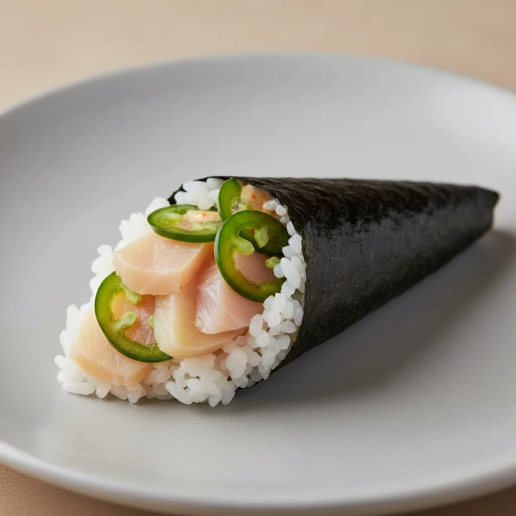 Yellowtail Jalapeno Handroll Yellowtail Jalapeno Handroll