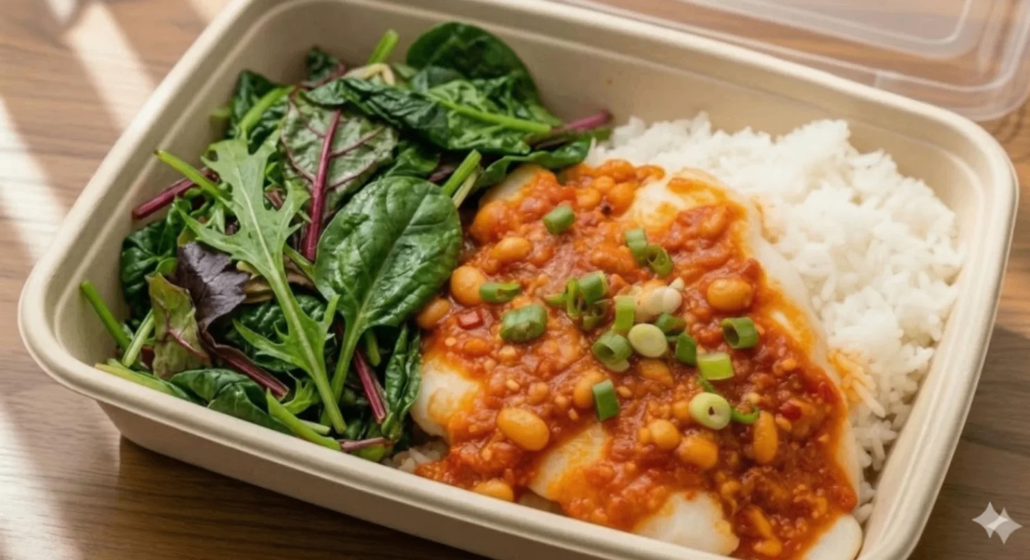 Fish Filets with Spicy Bean Sauce Bento Box