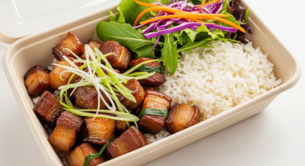 Twice Cooked Pork Belly Bento Box