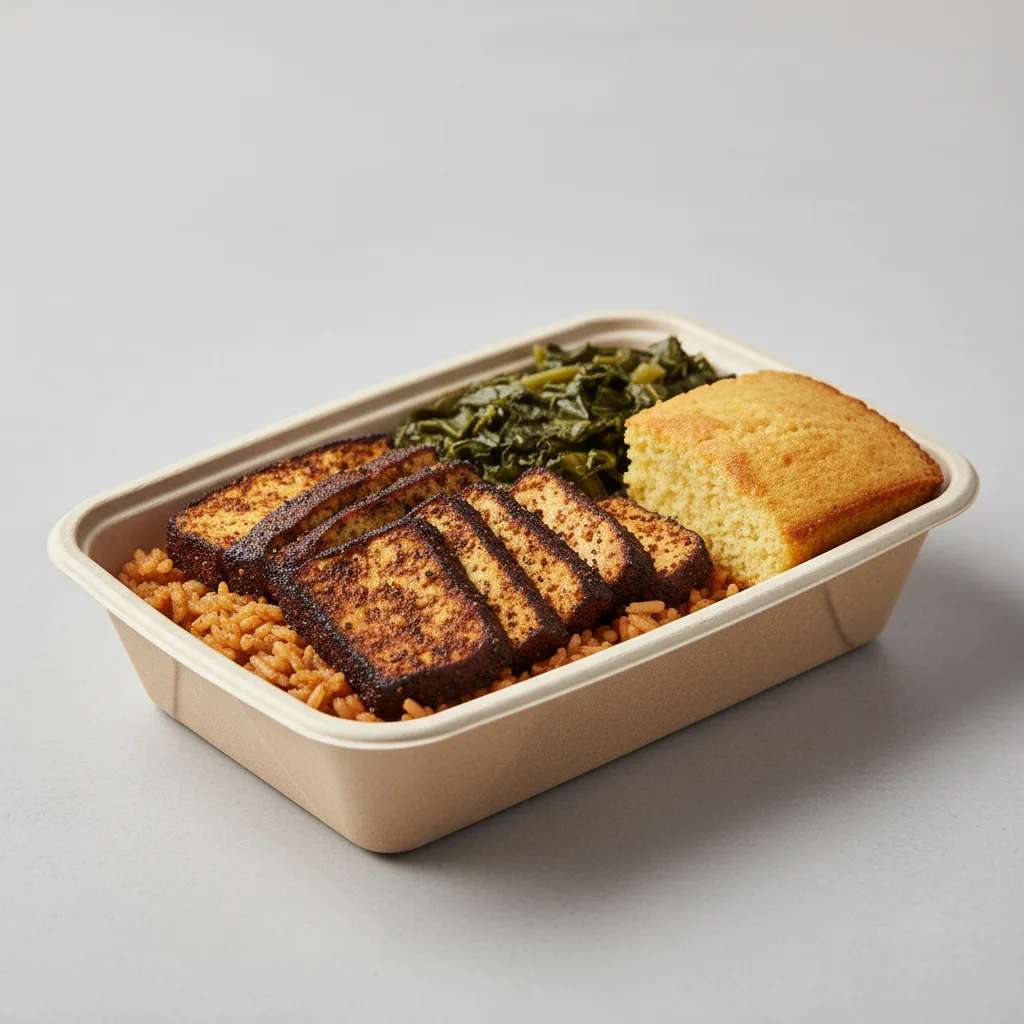 Vegan Blackened Tofu with Dirty Rice Plate Vegan Blackened Tofu with Dirty Rice Plate