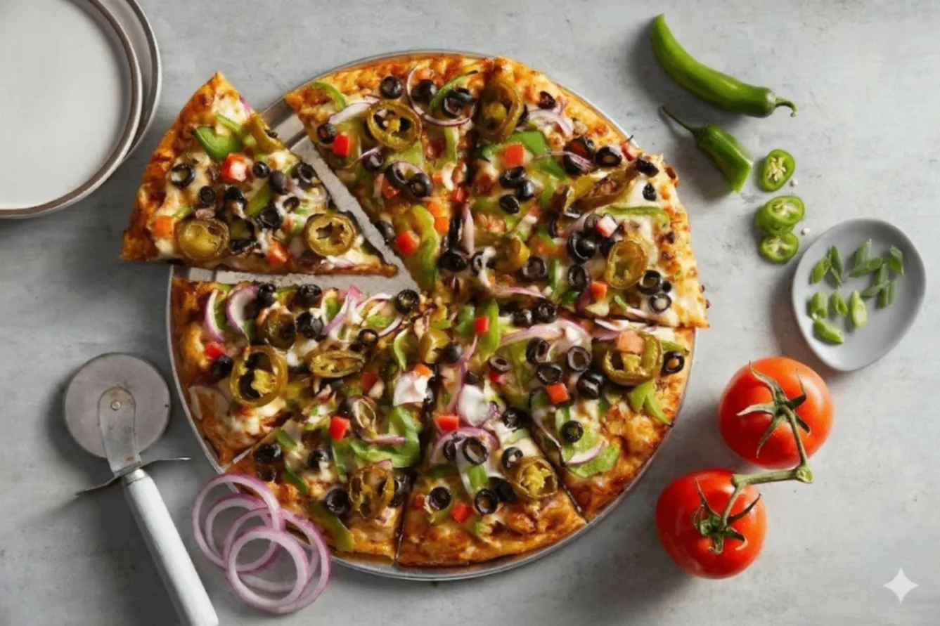 Curry Veggie Delight Pizza with no Cilantro