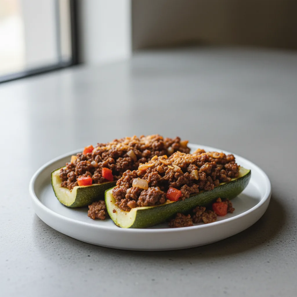 Side - Stuffed Zucchini with Picadillo Side - Stuffed Zucchini with Picadillo