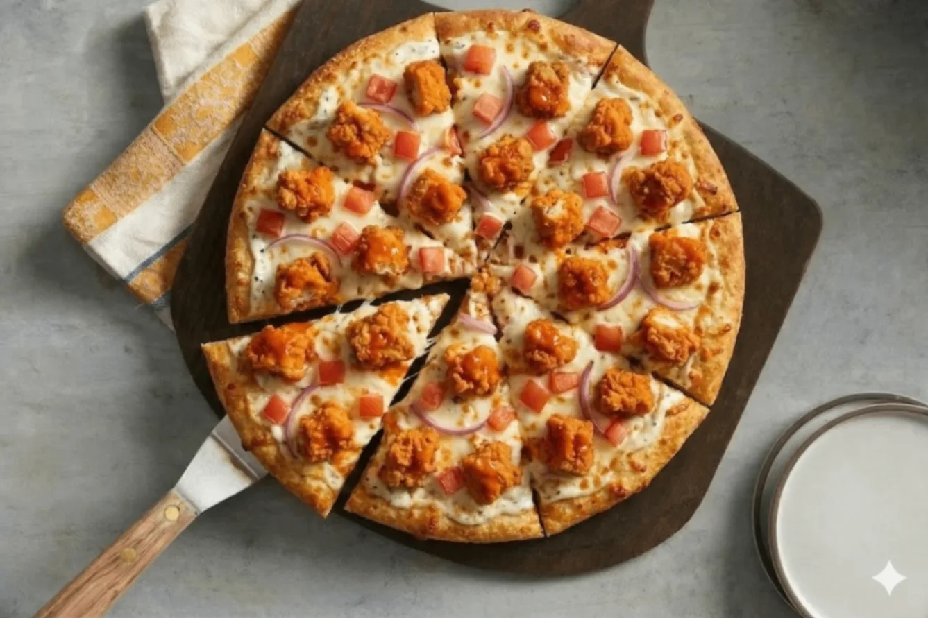 Gluten Free Cauliflower Crust Buffalo Chicken Pizza