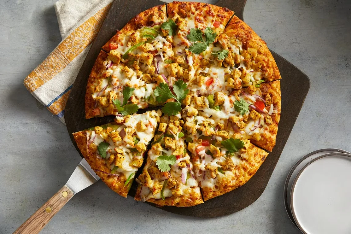 Gluten Free and Dairy Free Cauliflower Crust Curry Chicken Pizza With DF Cheese