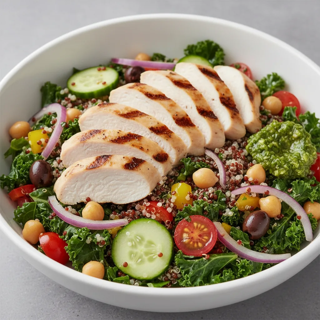 Boneless Chicken Power Bowl with Quinoa and Kale Salad Boneless Chicken Power Bowl with Quinoa and Kale Salad