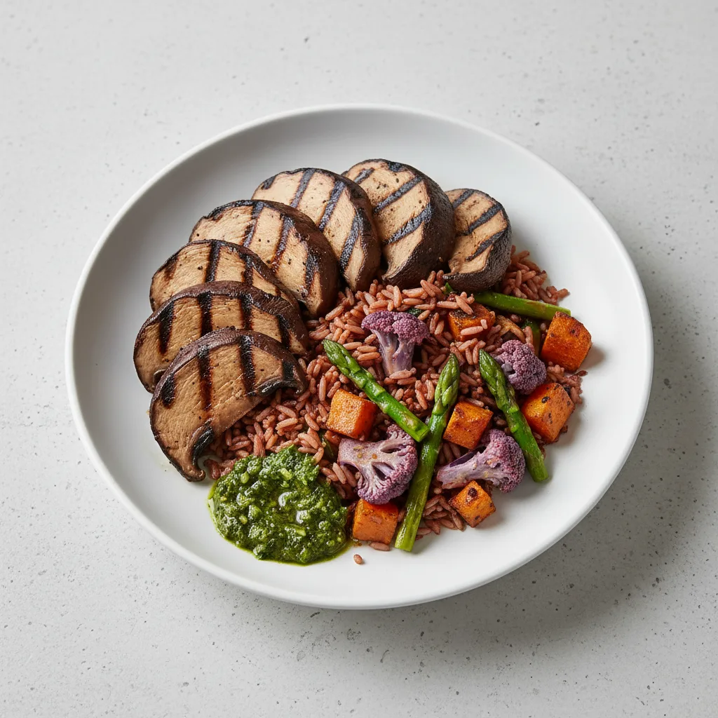 Portobello Mushroom Power Bowl with Criollo Rice Portobello Mushroom Power Bowl with Criollo Rice