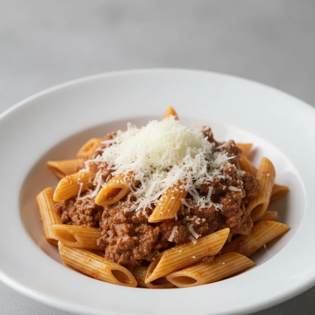 Penne With Bolognese and Parmesan Penne With Bolognese and Parmesan