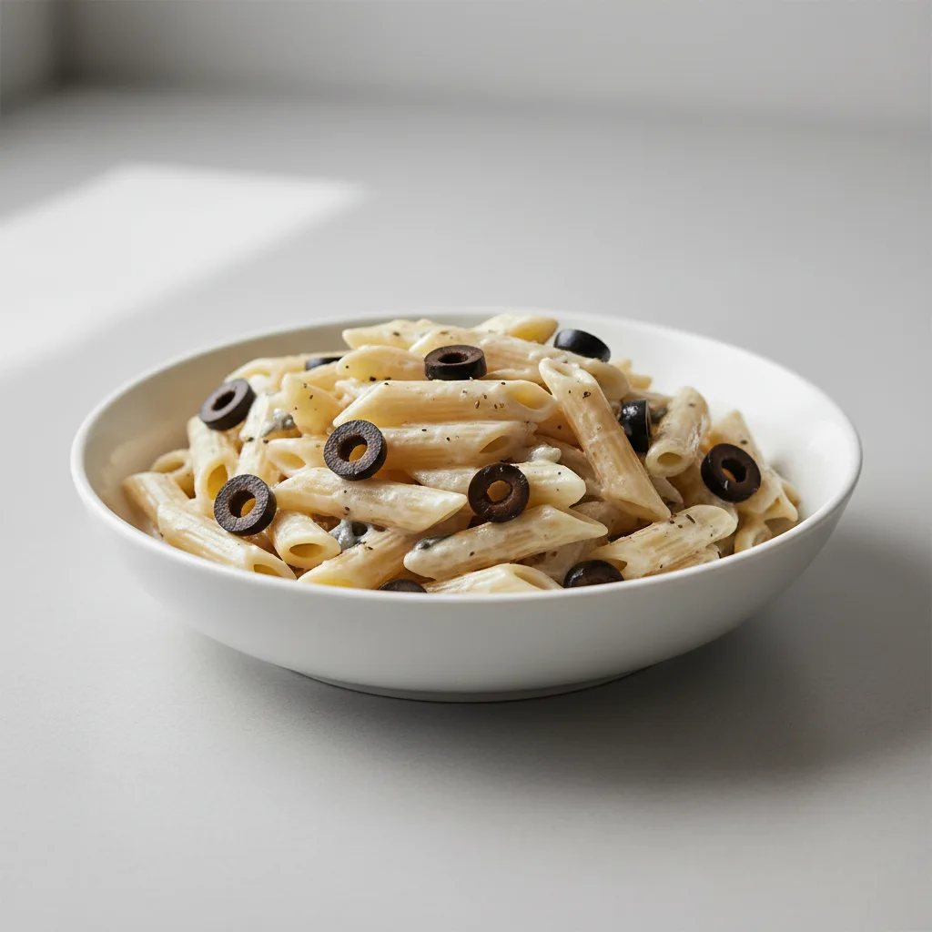Penne With Alfredo and Olives Penne With Alfredo and Olives
