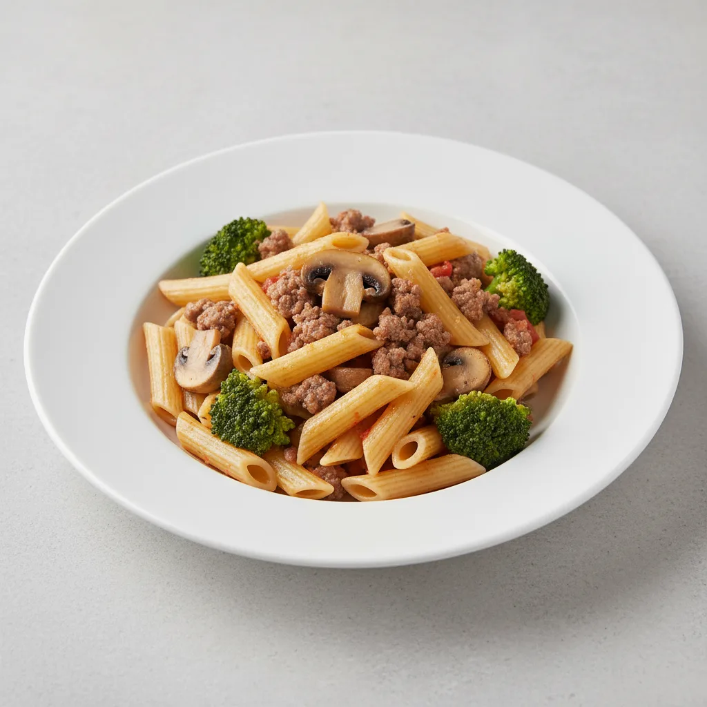 Penne With Beef, Mushroom and Broccoli Penne With Beef, Mushroom and Broccoli