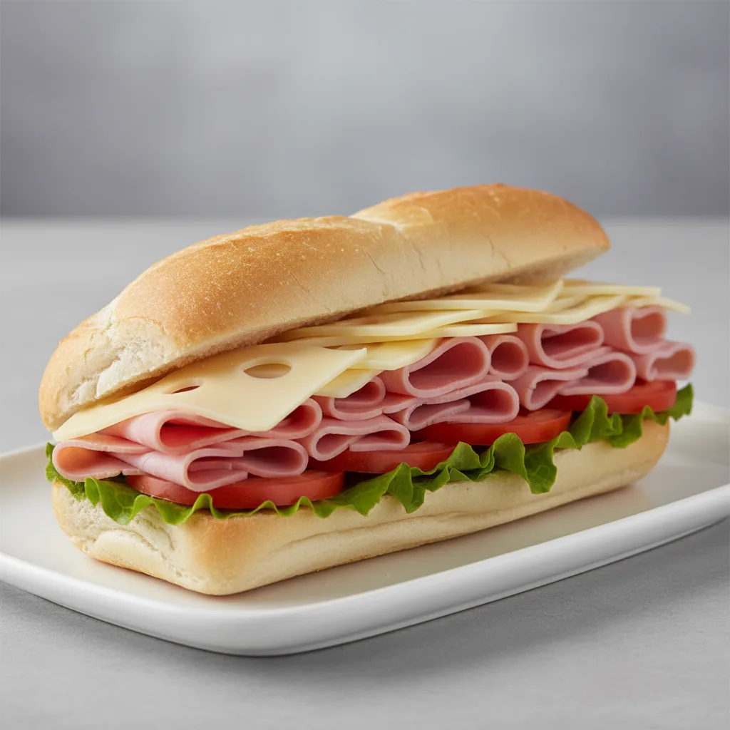 Ham and Swiss Sub Sandwich