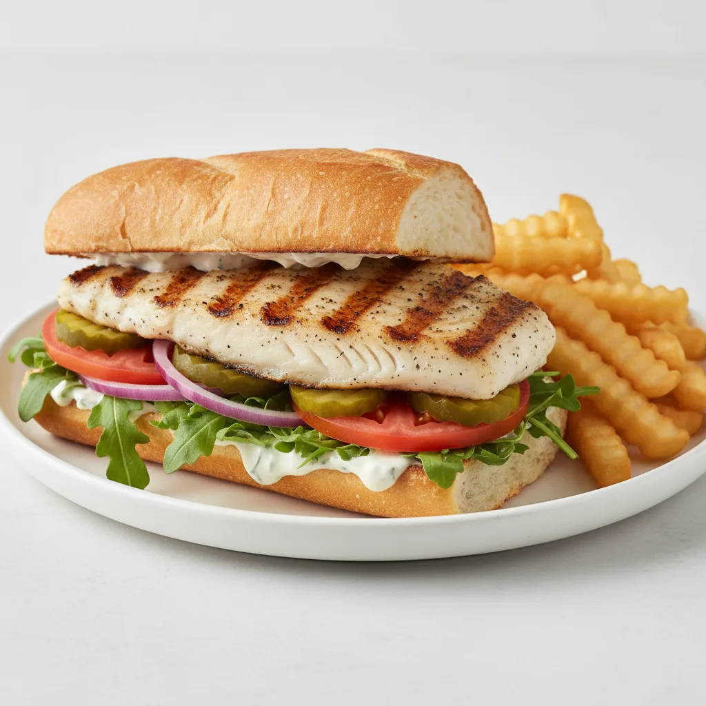 Grilled Tilapia Sandwich with Fries Grilled Tilapia Sandwich with Fries