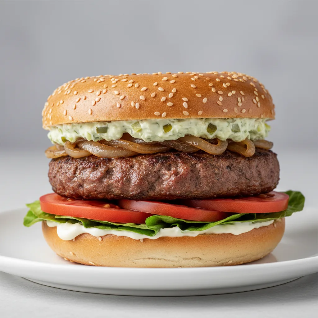 Bagel Burger Sandwich - Sesame Bagel Bagel Burger Sandwich - Sesame Bagel