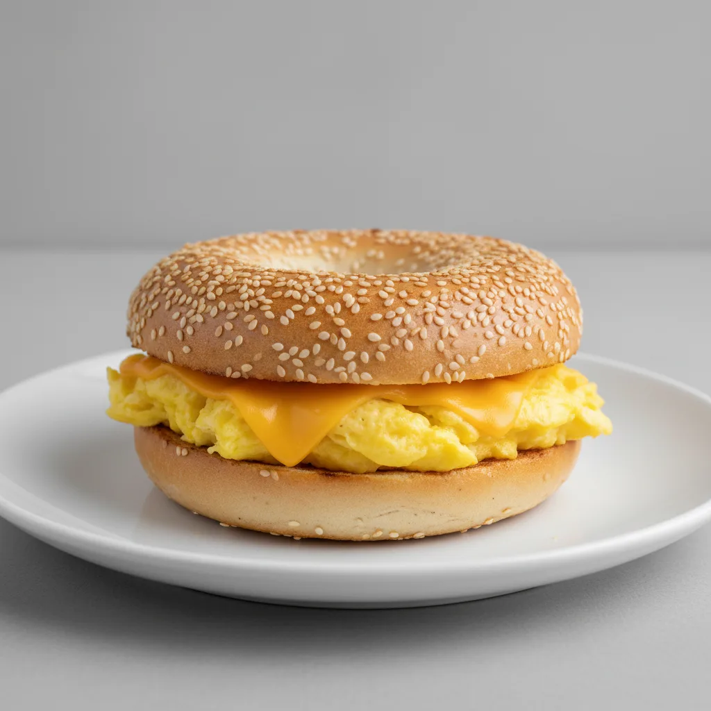 Egg and Cheese Sandwich - Sesame Bagel Egg and Cheese Sandwich - Sesame Bagel