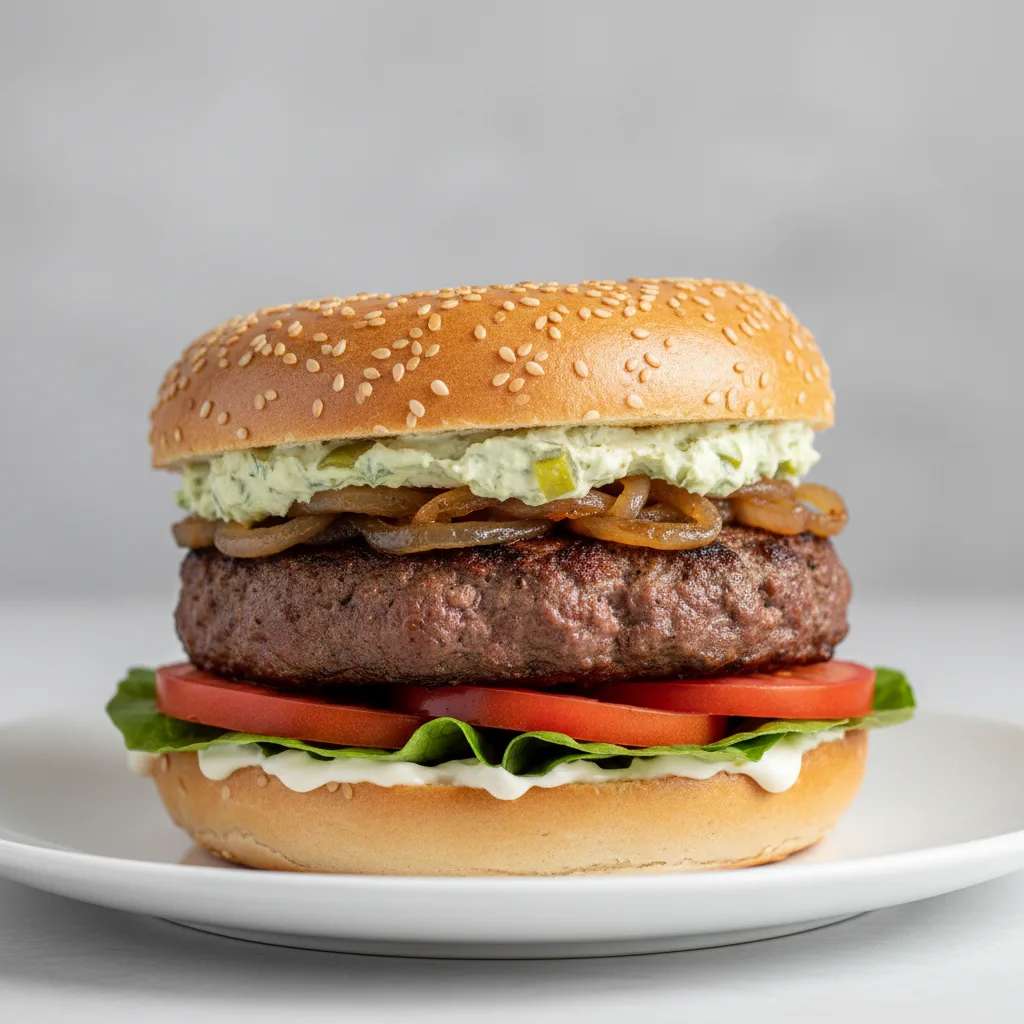 Bagel Burger Sandwich - Sesame Bagel Bagel Burger Sandwich - Sesame Bagel