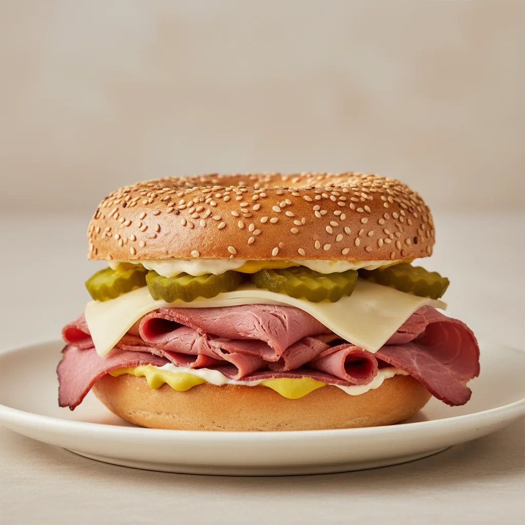 Pastrami Sandwich - Sesame Bagel Pastrami Sandwich - Sesame Bagel