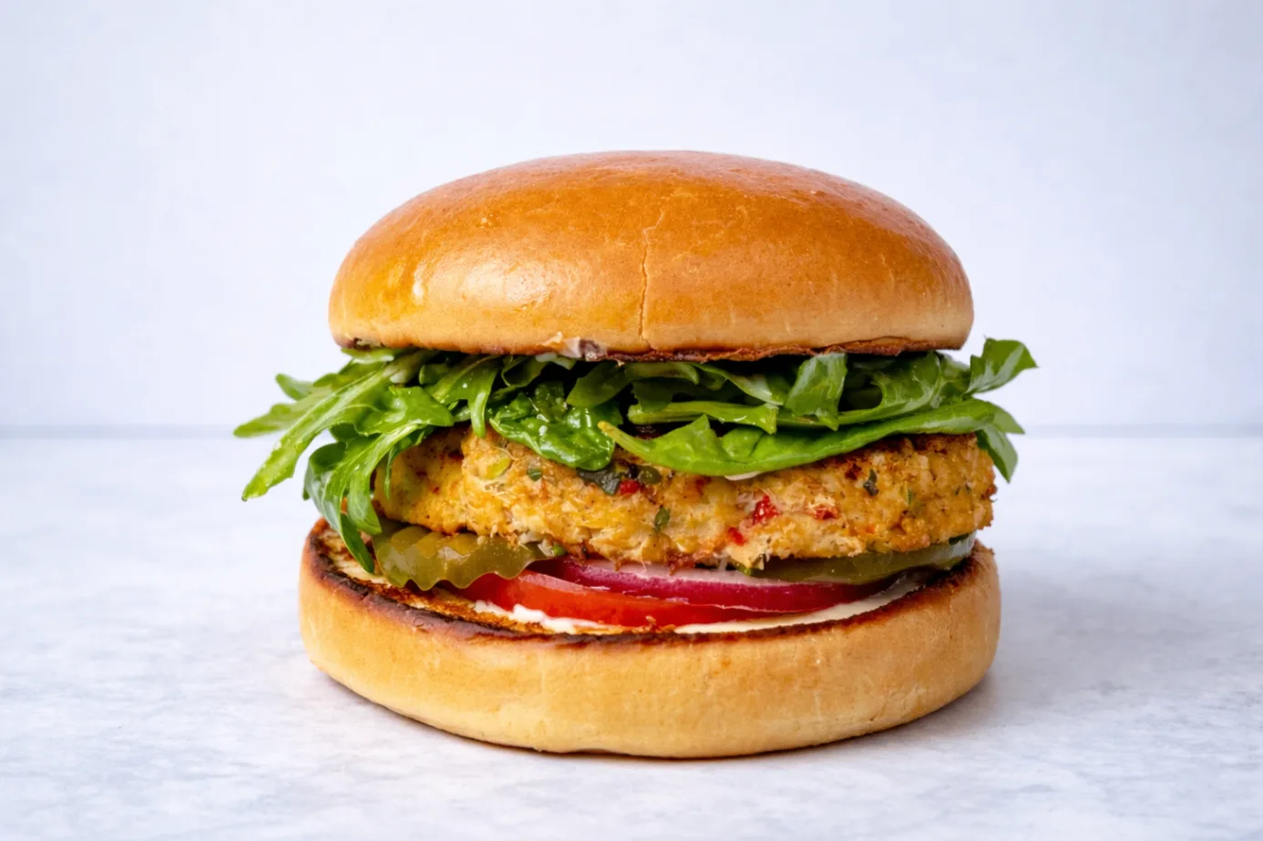 Crab Brioche Burger with Side Salad