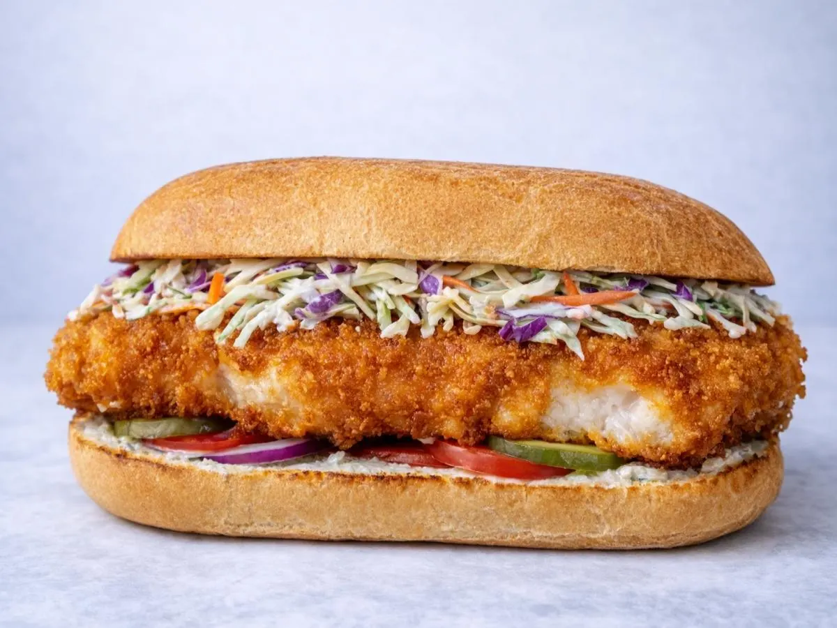 Fried Cod Sandwich with Side Salad