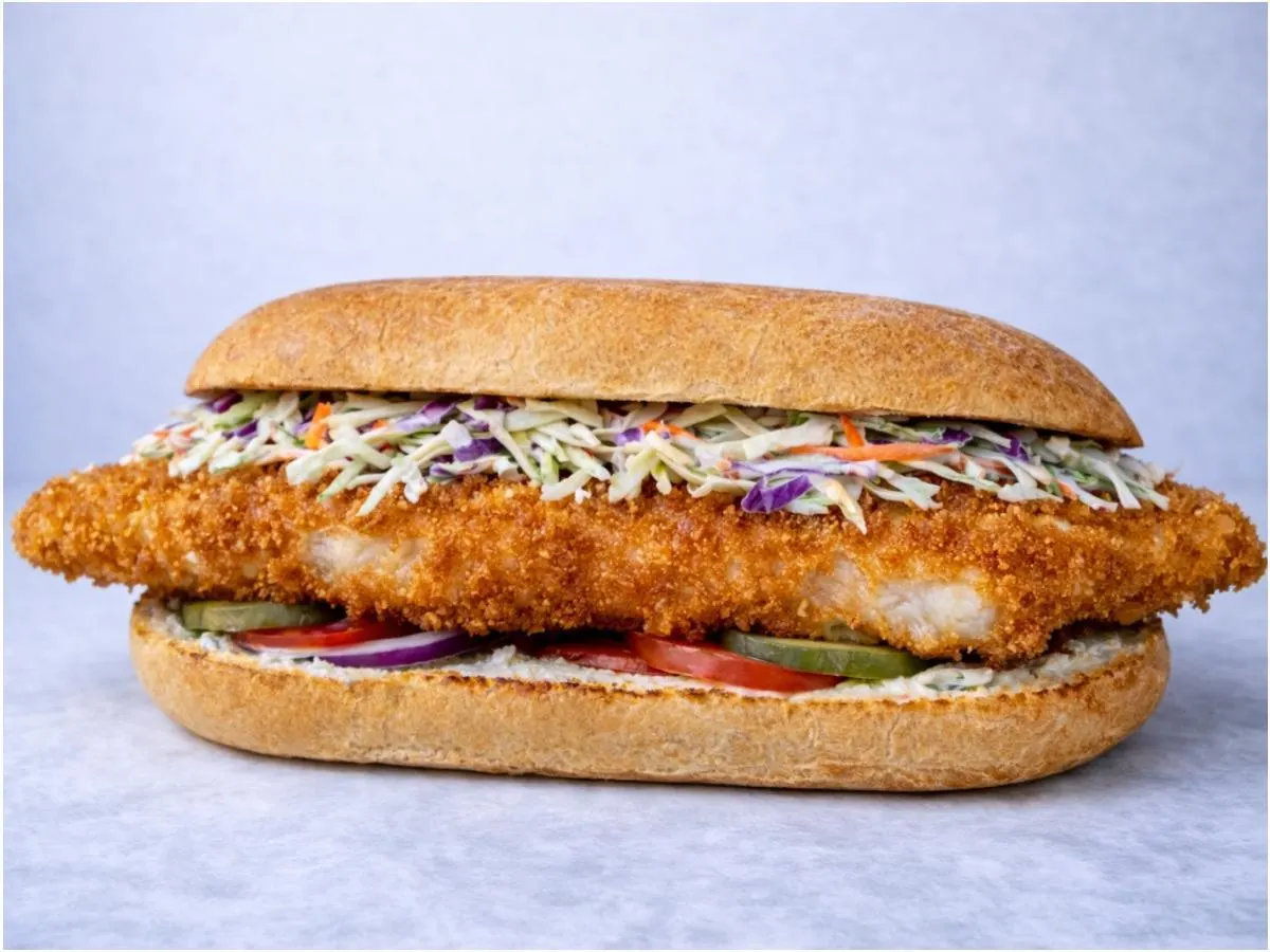 Fried Pollock Sandwich with Side Salad