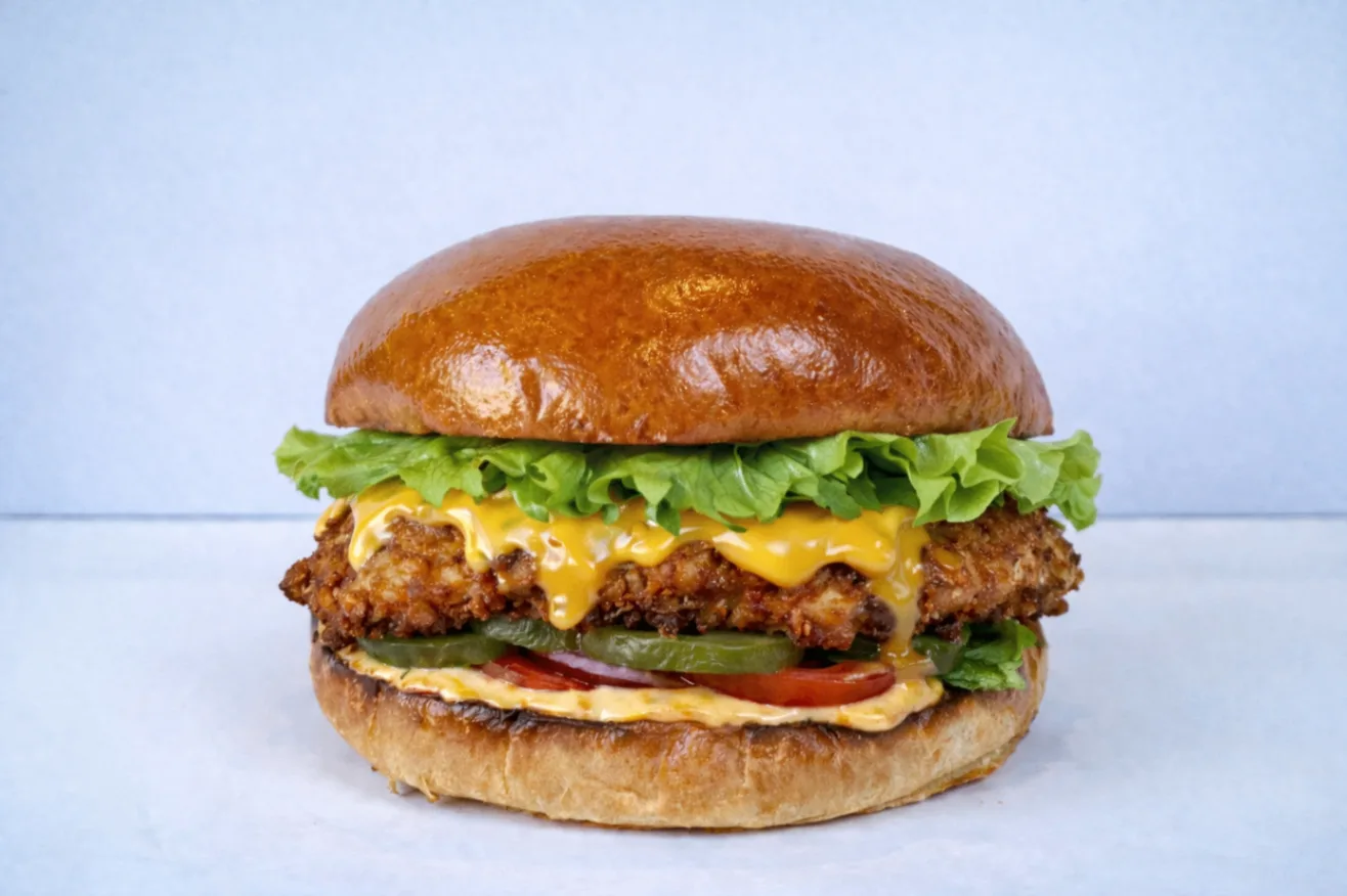 Fried Chicken Burger with Coleslaw