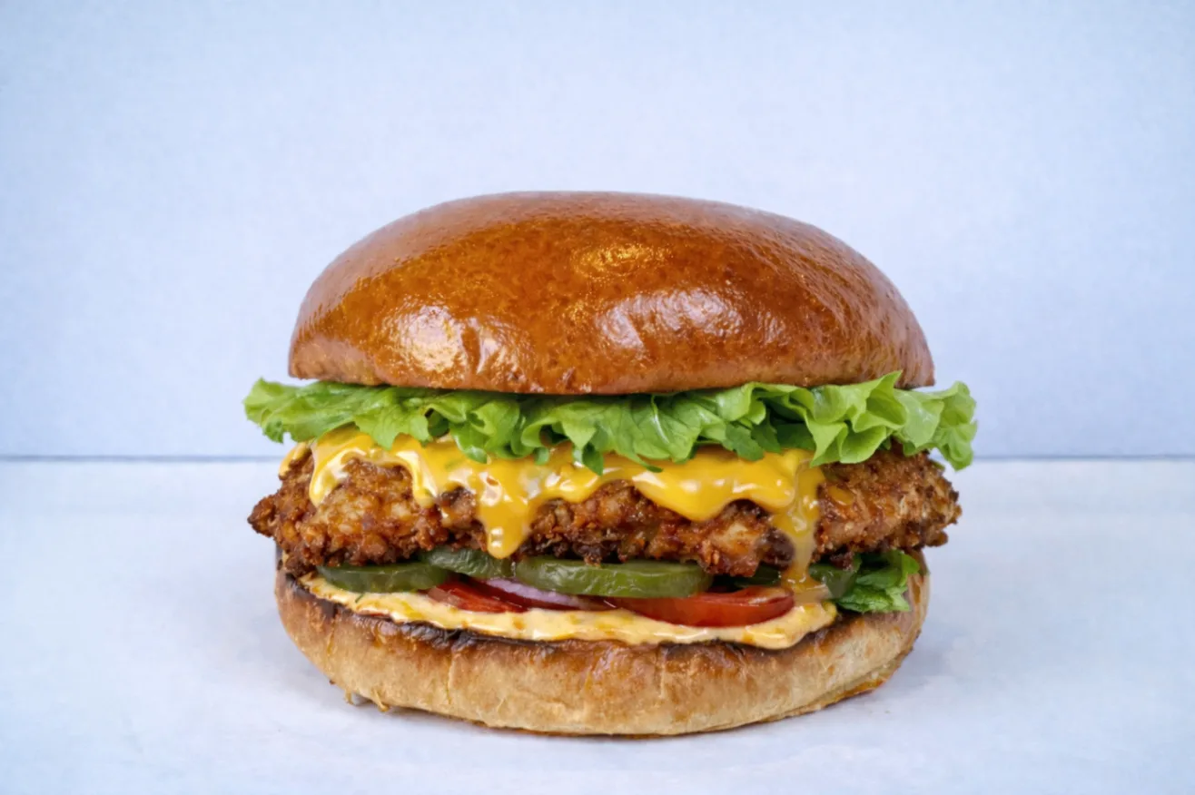 Fried Chicken Burger with Side Salad