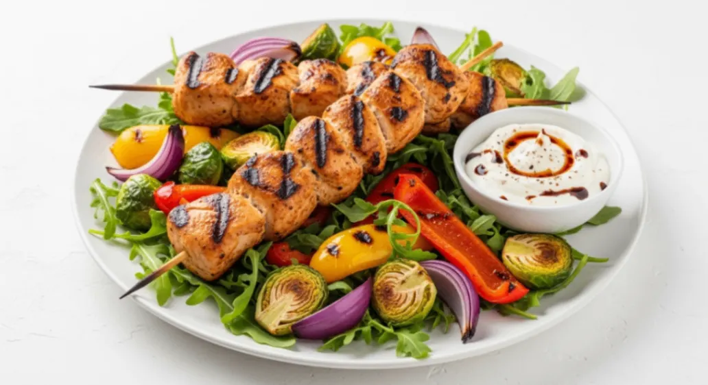 Grilled Chicken Skewer Arugula Bowl
