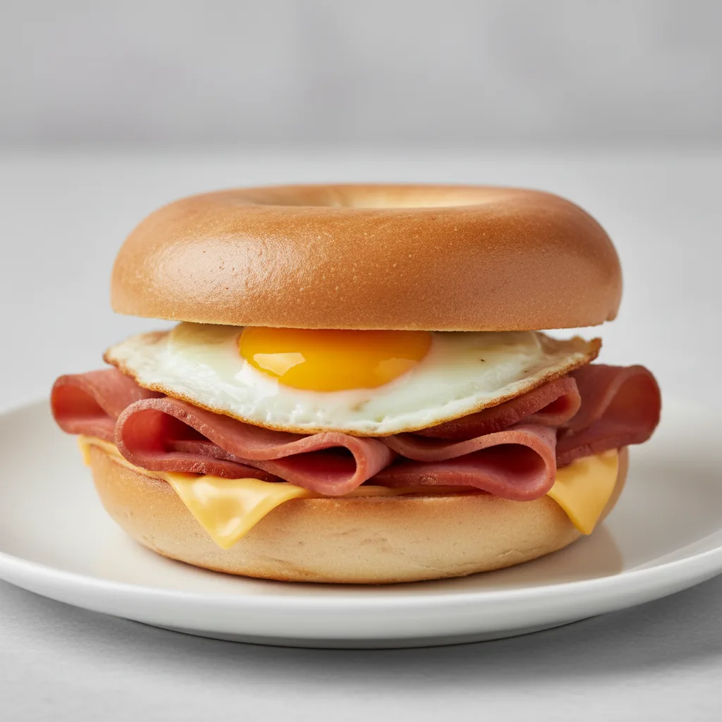 Bagel Sandwich: Taylor Ham Egg and Cheese Bagel Sandwich: Taylor Ham Egg and Cheese