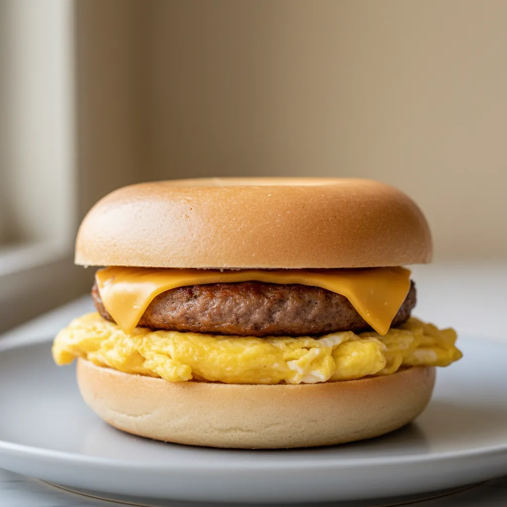 Bagel Sandwich: Sausage Egg and Cheese Bagel Sandwich: Sausage Egg and Cheese