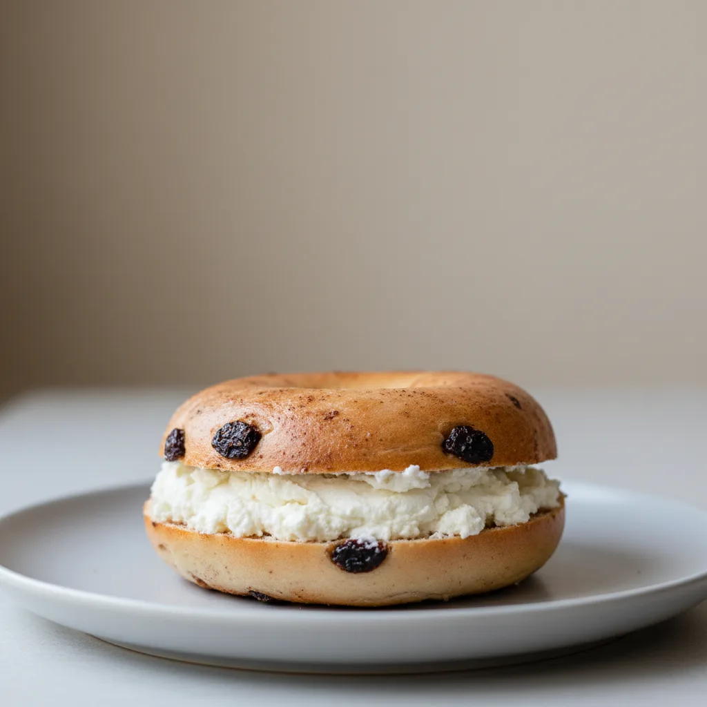 Cinnamon Raisin Bagel & Tofu Cream Cheese Cinnamon Raisin Bagel & Tofu Cream Cheese