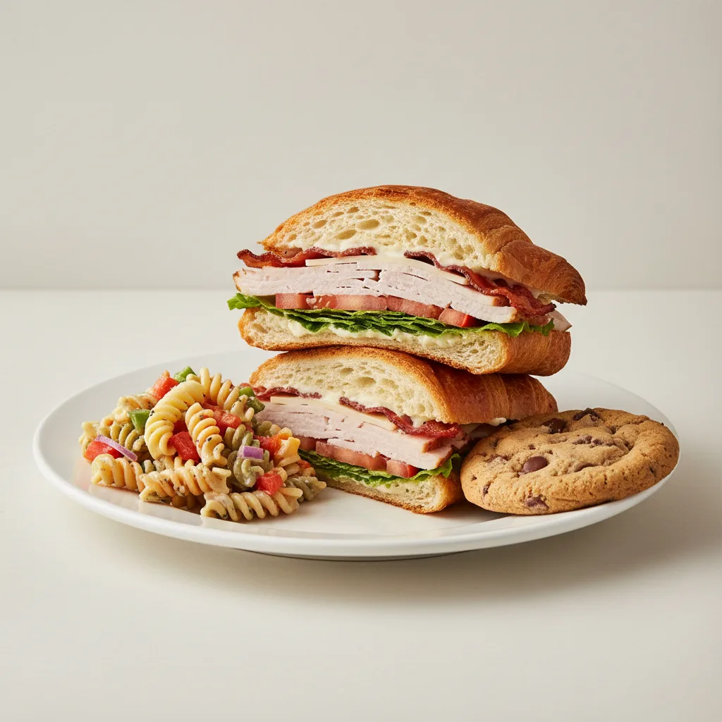 Club Sandwich with Pasta Salad and Cookie Club Sandwich with Pasta Salad and Cookie