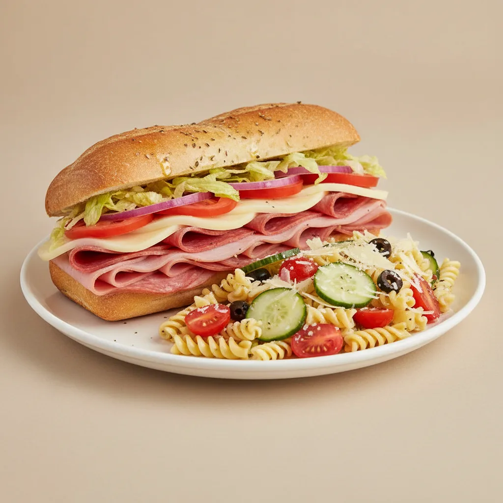 Classic Italian Sandwich with Pasta Salad
