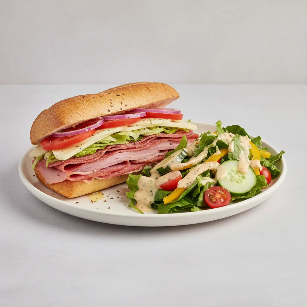 Classic Italian Sandwich with Garden Salad and Ranch