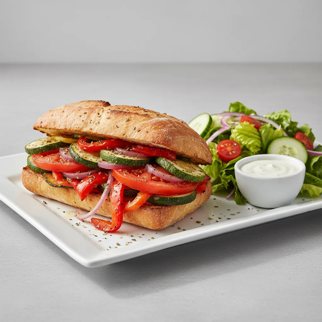 Roasted Veggie Sandwich with Garden Salad and Ranch