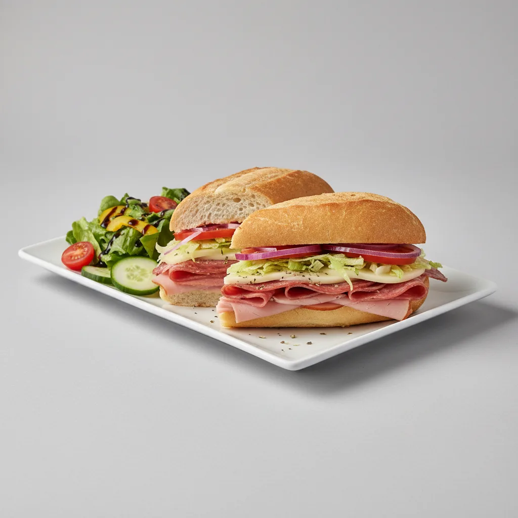 Classic Italian Sandwich with Garden Salad and Balsamic Vinagrette