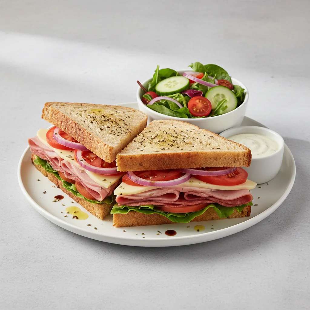 Gluten-Free Classic Italian Sandwich with Garden Salad and Ranch