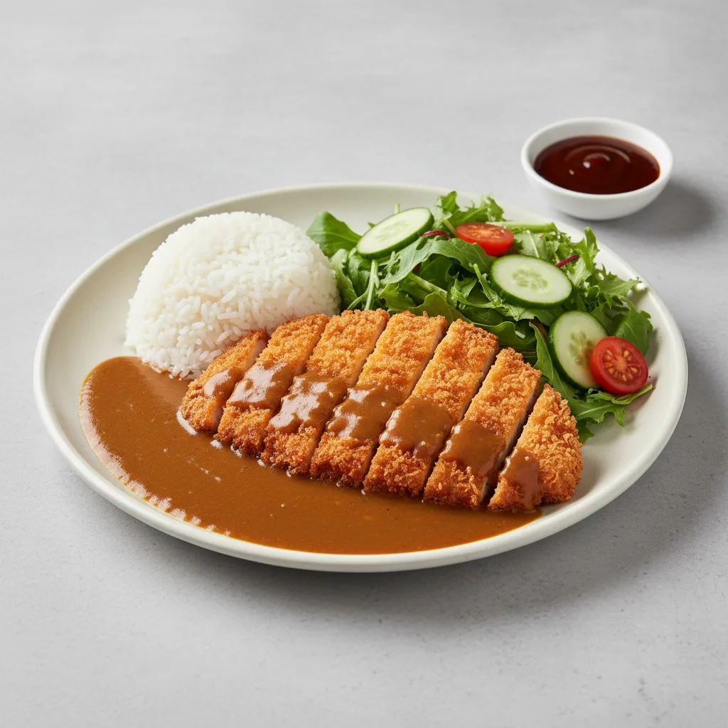 Chicken Katsu Curry Plate with Tossed Salad Chicken Katsu Curry Plate with Tossed Salad