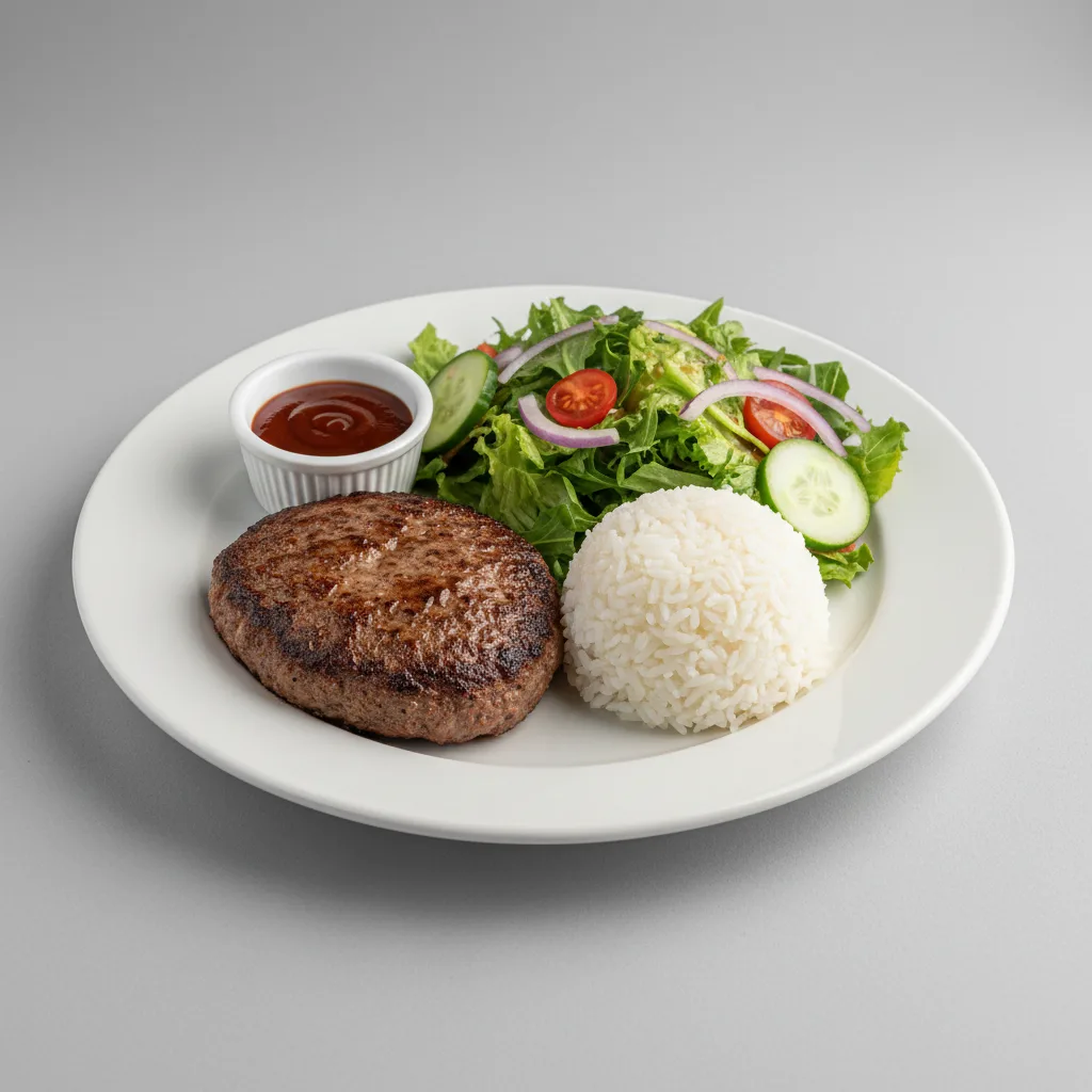 Hamburger Steak Plate with Tossed Salad Hamburger Steak Plate with Tossed Salad