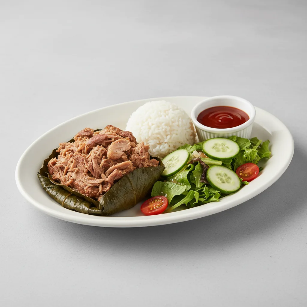 Pork Lau Lau Plate with Tossed Salad Pork Lau Lau Plate with Tossed Salad