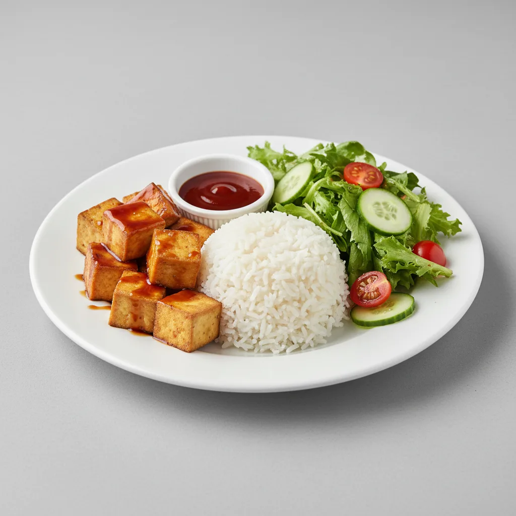 Teriyaki Tofu Plate with Tossed Salad Teriyaki Tofu Plate with Tossed Salad