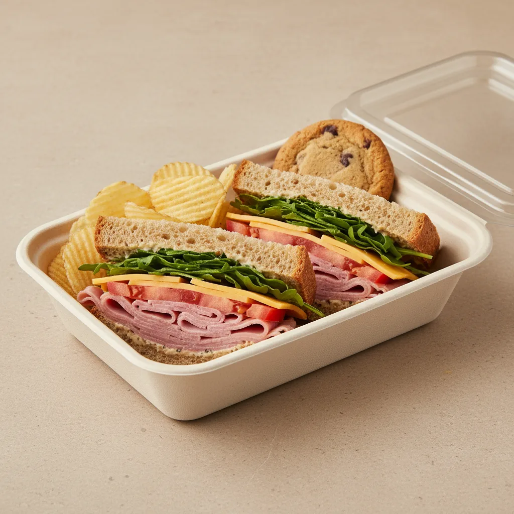 Gluten-free Ham & Cheddar Boxed Lunch With GF Cookie and Chips Gluten-free Ham & Cheddar Boxed Lunch With GF Cookie and Chips