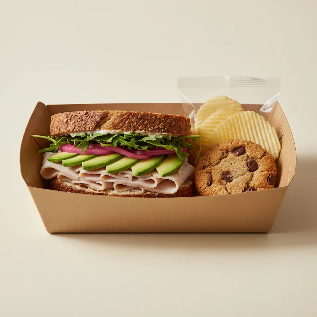 Gluten-free Turkey & Avocado Boxed Lunch With GF Cookie and Chips Gluten-free Turkey & Avocado Boxed Lunch With GF Cookie and Chips