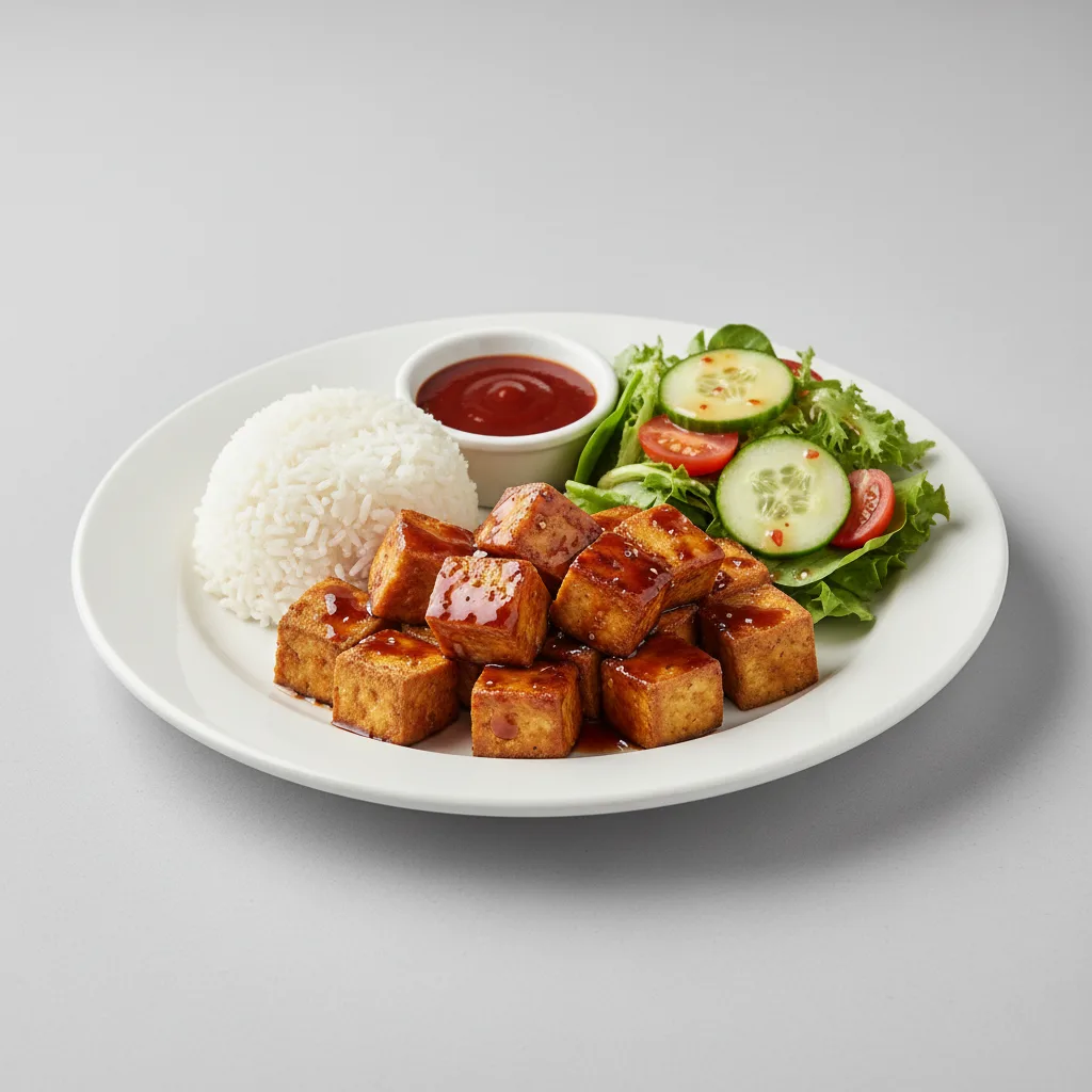 Teriyaki Tofu Plate with Tossed Salad (Vinaigrette -Vegan) Teriyaki Tofu Plate with Tossed Salad (Vinaigrette -Vegan)