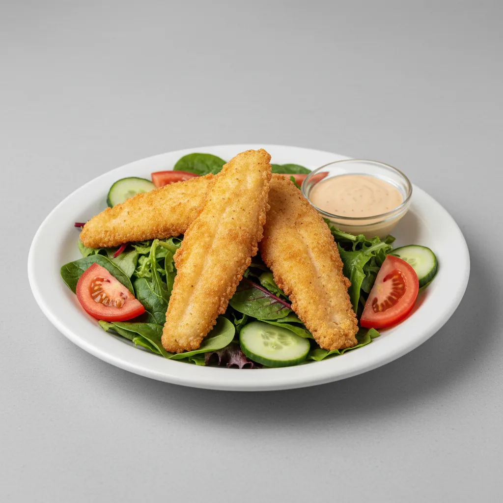 Fried Fish Entree Salad with House Dressing Fried Fish Entree Salad with House Dressing