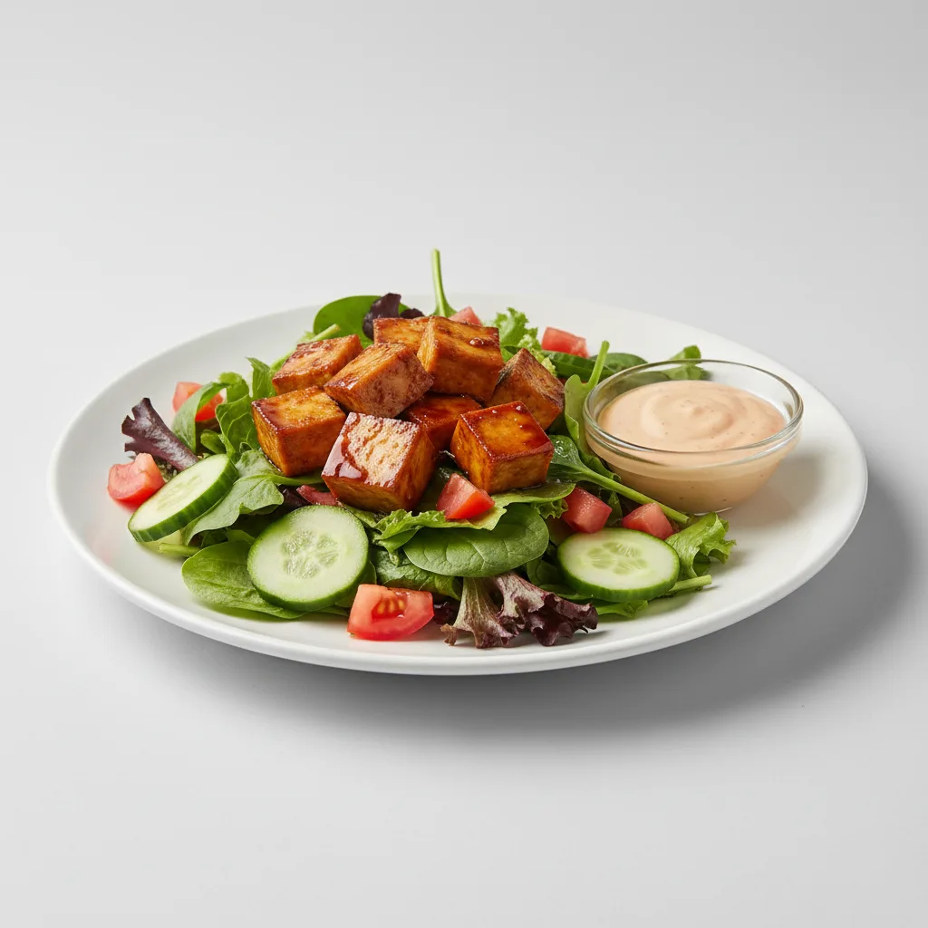 Teriyaki Tofu Entree Salad with House Dressing Teriyaki Tofu Entree Salad with House Dressing
