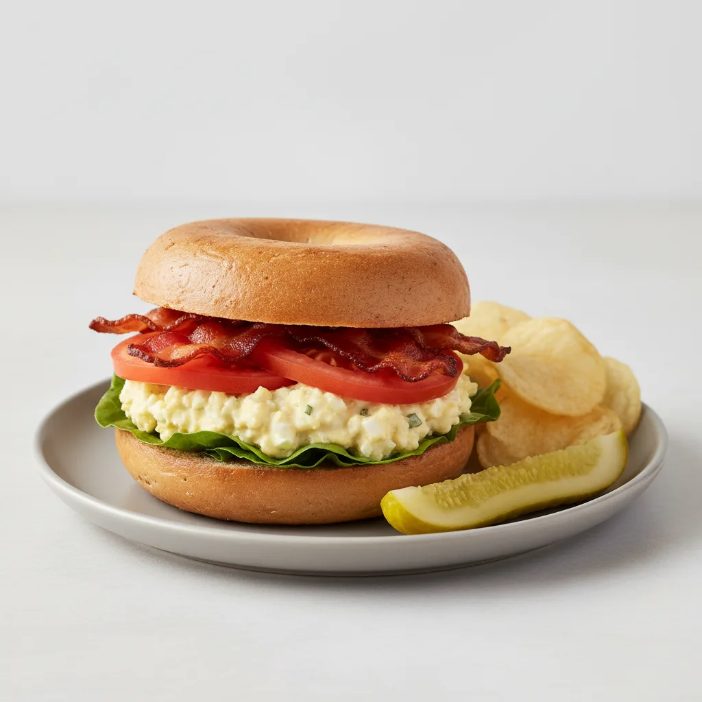 Egg Salad Blt on Gluten Free Bagel With Chips