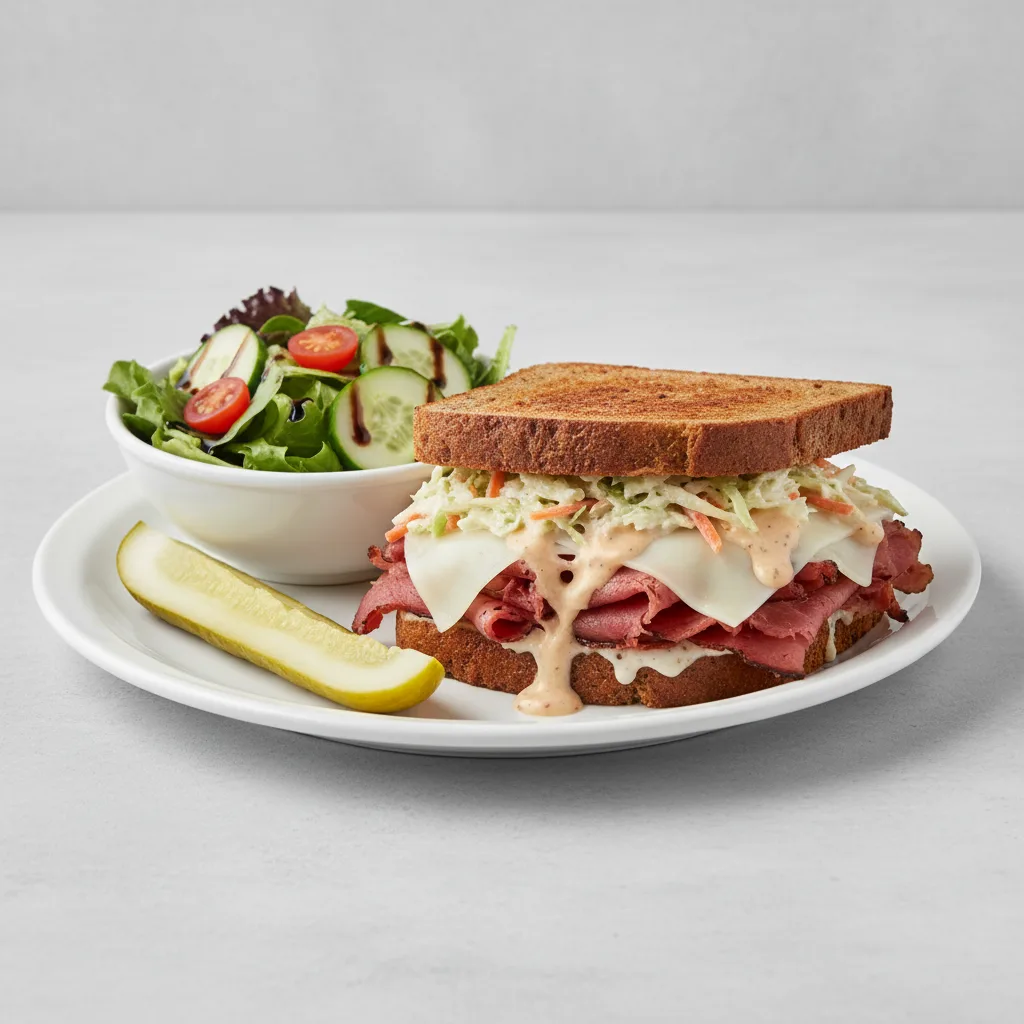 Reuben on Rye With Balsamic Vinaigrette Side Salad