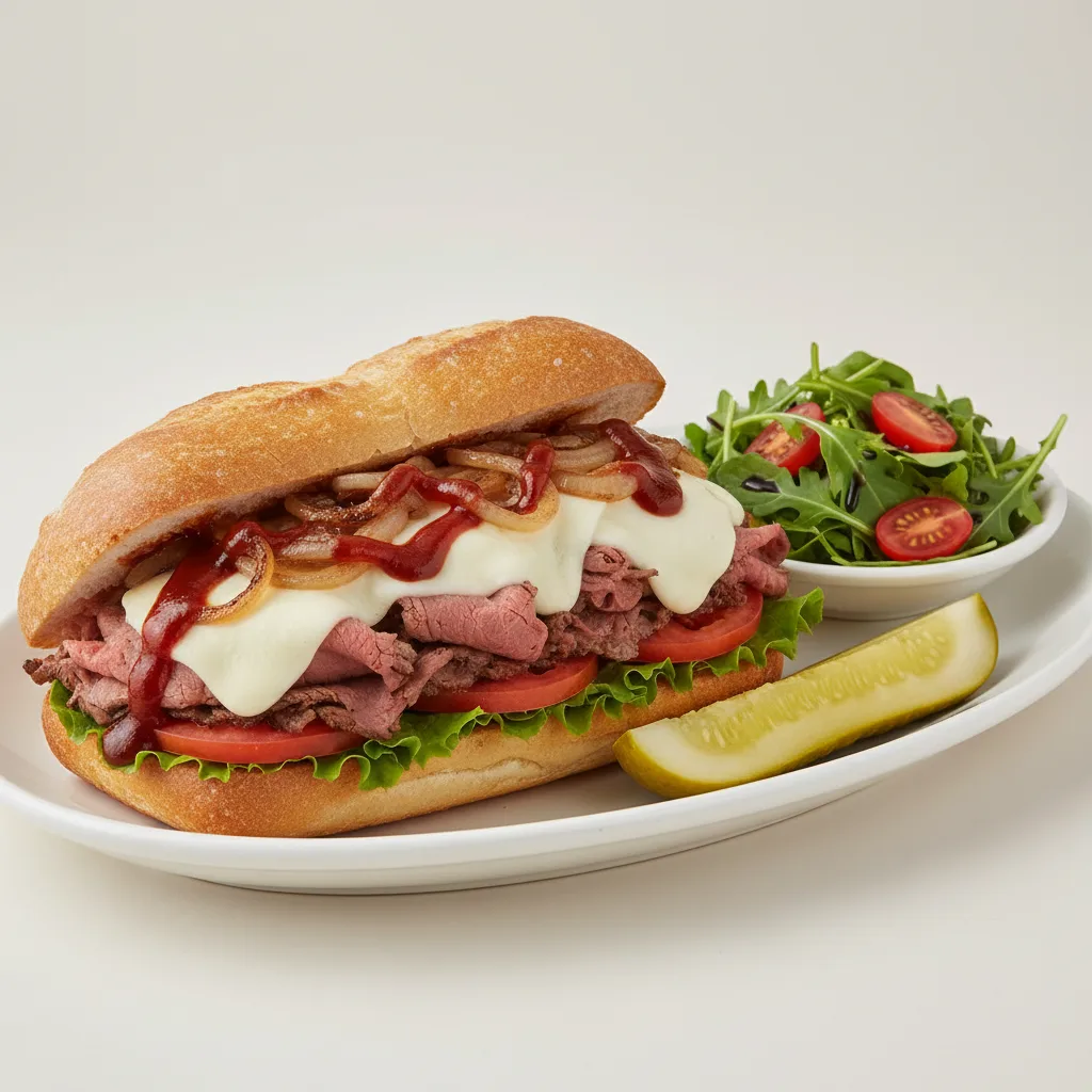 Texas Beef Sandwich With Balsamic Vinaigrette Side Salad
