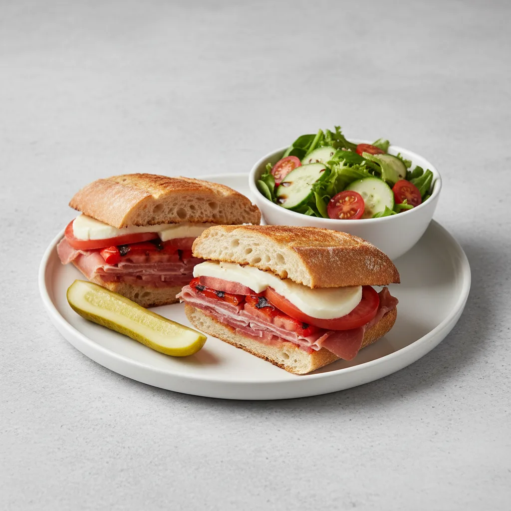 Prosciutto Bravo Sandwich With Balsamic Vinaigrette Side Salad